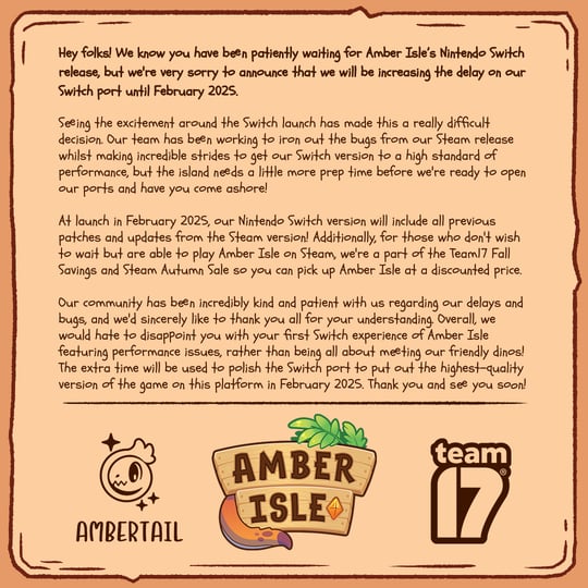 Amber Isle - Launching February 2025 on Nintendo Switch