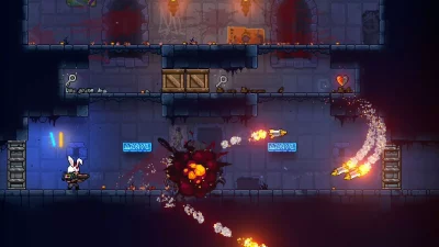 Screenshot from Neon Abyss showing what one of the dungeons looks like in-game.