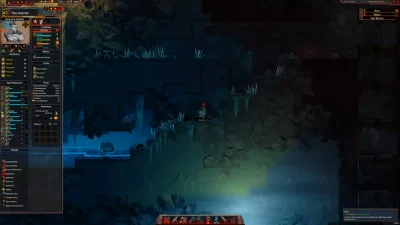 Screenshot from Hammerting showing a colony member exploring the depths.