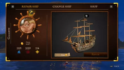 An image showing how to customize and edit your ship in King of Seas.