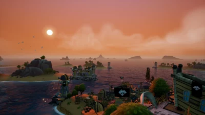Screenshot from King of Seas showing the landscape you can traverse when playing the game.