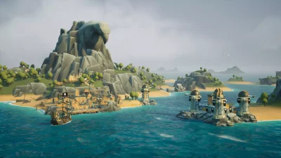 Screenshot from King of Seas showing a beautiful island you can visit in the game.