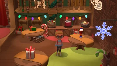 Screenshot from Hokko Life showing some of the festive items you can buy in the seasonal store,